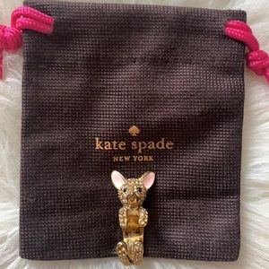 Kate Spade Chihuahua Dog Gold Rhinestone Ring